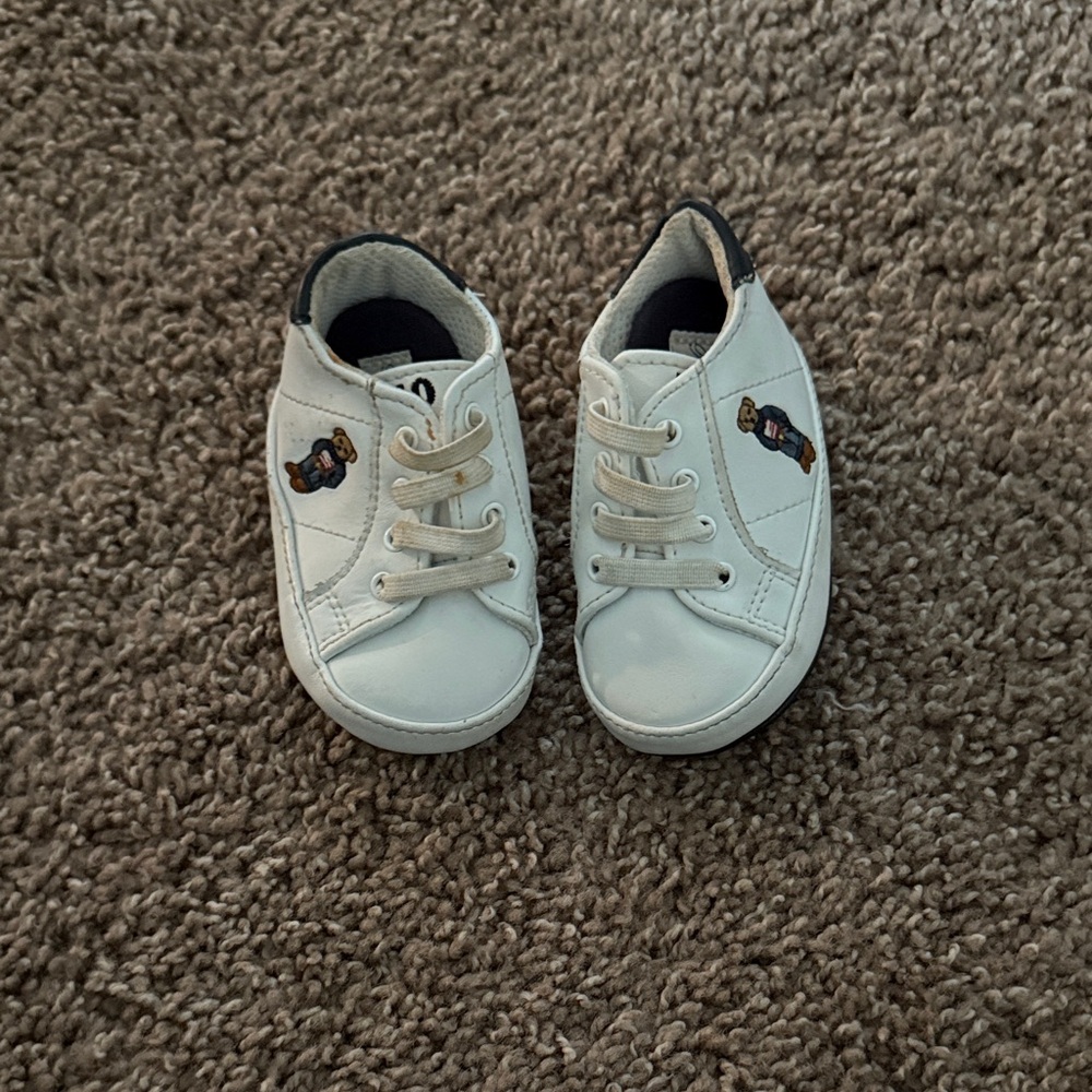 Polo by Ralph Lauren White Kids Sneakers with Bear Design